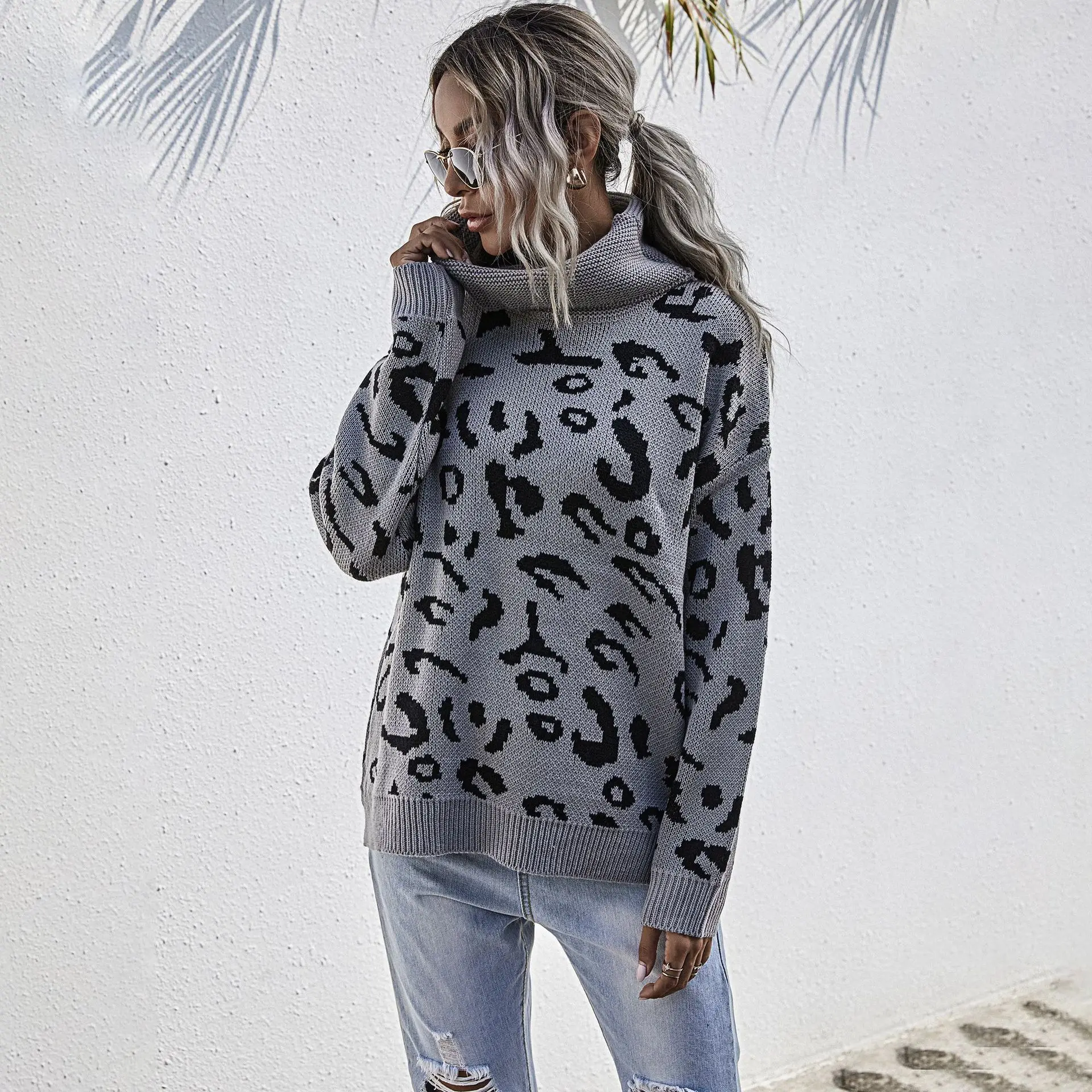 Свободный женский свитер-водолазка jaevini пуловер с длинным рукавом Осенний