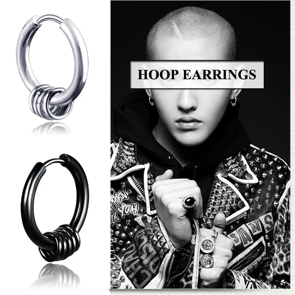 Мужские круглые серьги кольца простые Стильные гвоздики маленькие пирсинг в