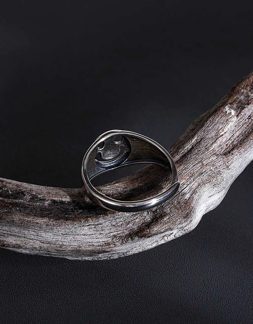 

New 925 Sterling Silver for Women Ring Handmade Creative Smile Opening Rings Prevent Allergy for Women Trendy Simple Jewelry