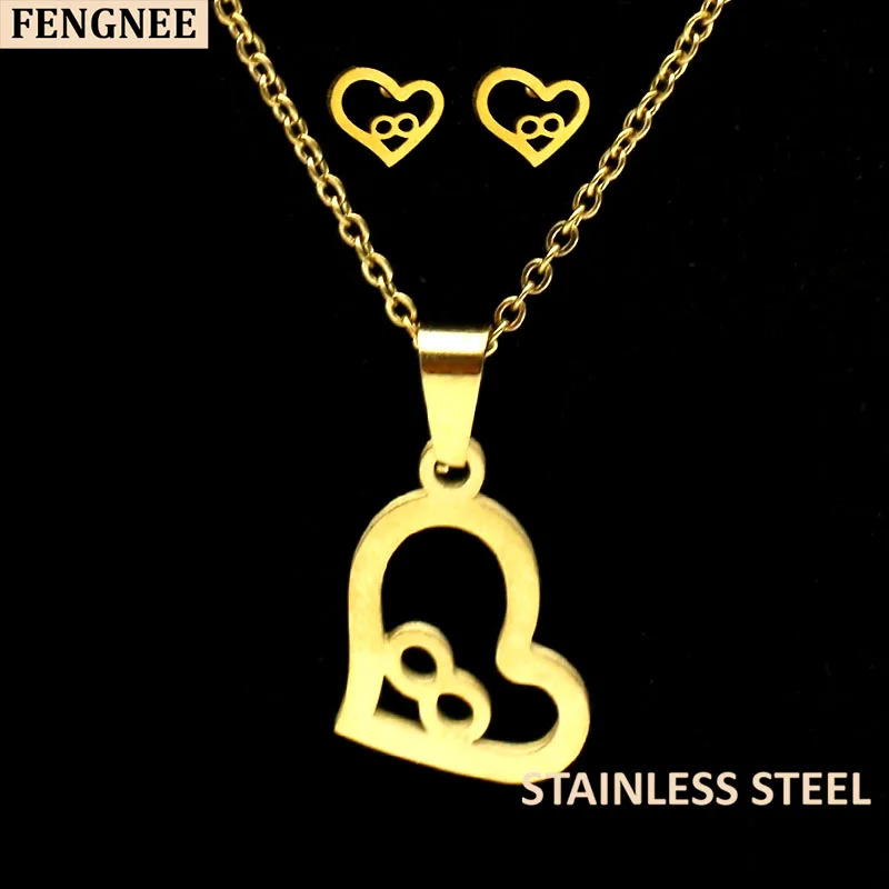 Женский комплект из колье и сердца нержавеющей стали | Украшения аксессуары