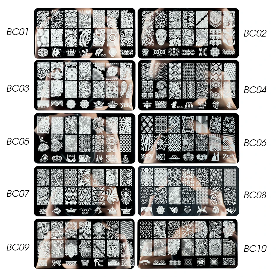 Пластины для стемпинга из нержавеющей стали 10 шт. трафареты ногтей с изящной