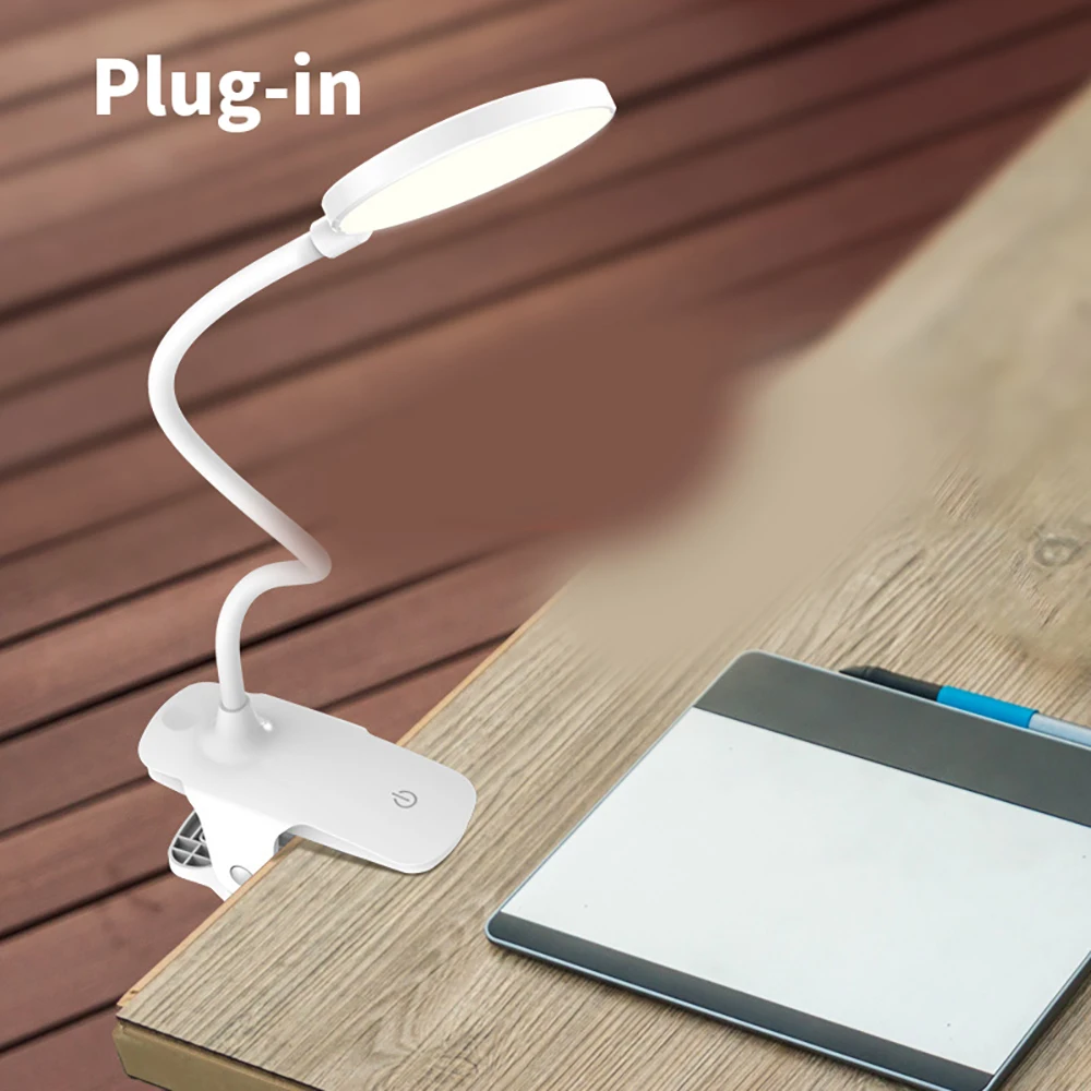 Светодиодная настольная лампа с зажимом прикроватный светильник зарядкой от Usb