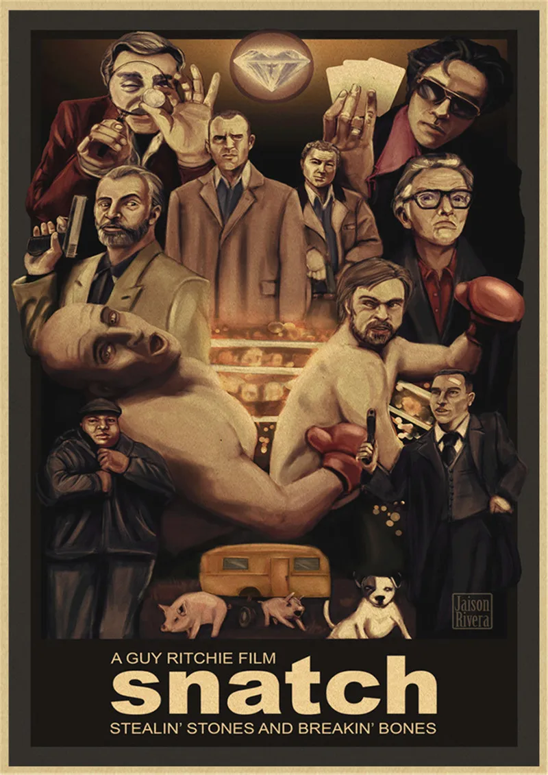 Настенный плакат из крафт-бумаги Snatch классический фильм простой принт домашняя
