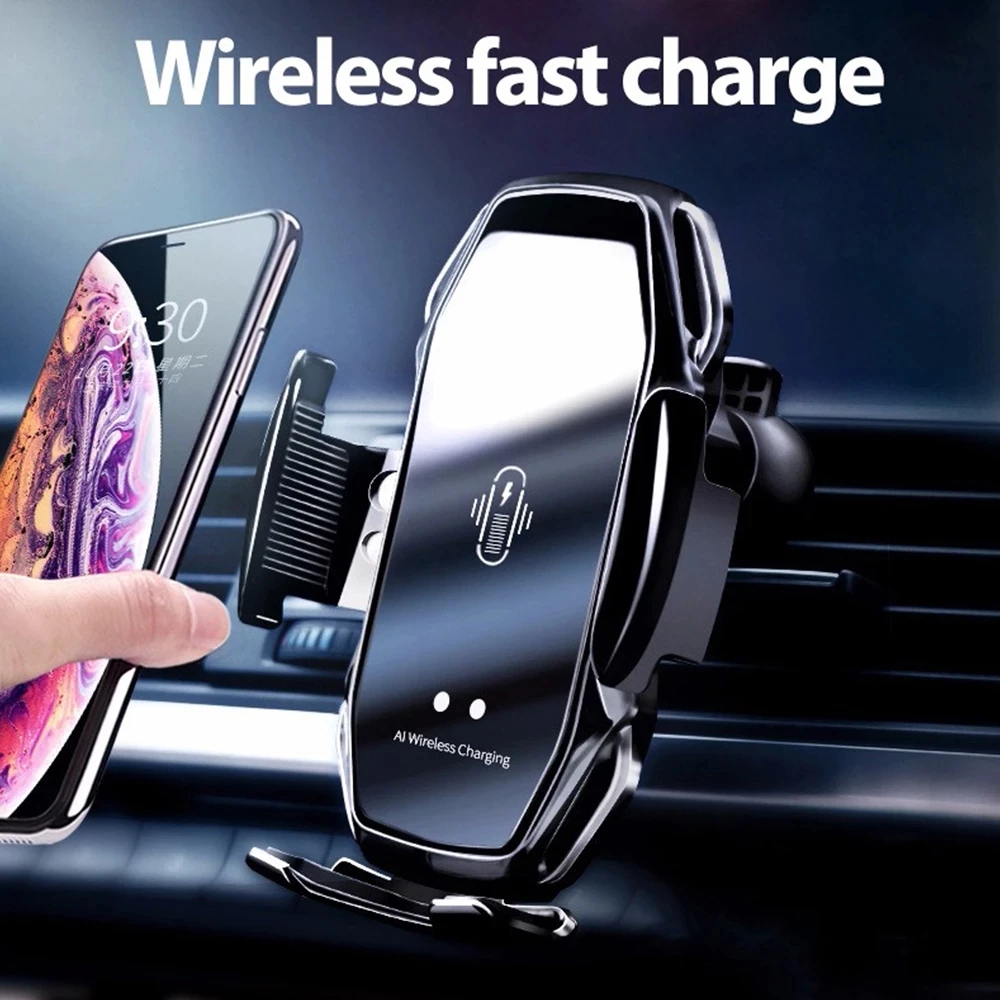 

A5 10W Wireless Charger Automatic Clamping Car Mount Phone Holder For Mobile Phone Infrared Induction QI Fast Charging Car Stand