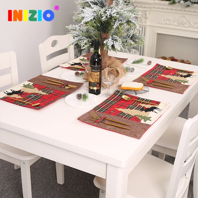 New Year Christmas Home Decoration Kitchen Accessories Placemat Christmas Table Decoration