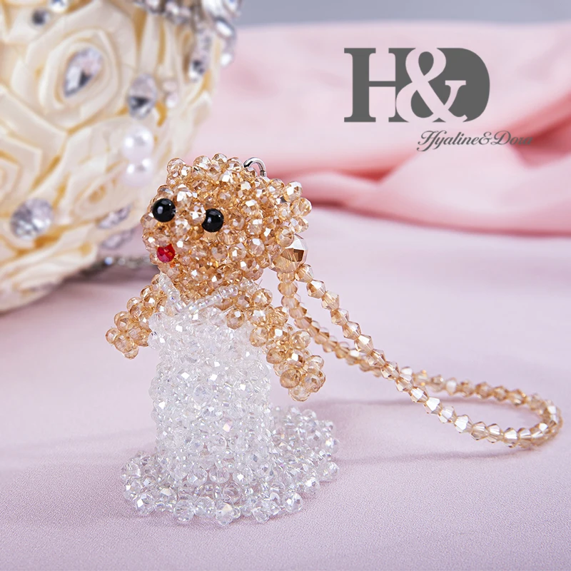 Groom H&D, Висячие вязанные подвески для жениха и невесты, вязаные бусины Rondelle в форме сердца, украшение в виде утки, украшение сзади автомобиля, Хрустальная Призма, свадебный подарок - Цвет: Groom