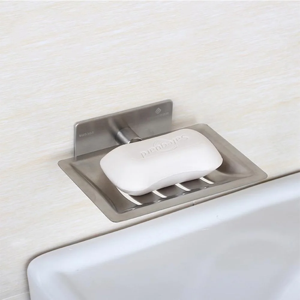 

Adhesive Stainless Steel Wall Mounted Soap Dish Holder for Bathroom Toilet Bathroom soap rack -304 stainless steel