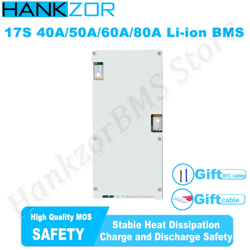 

Hankzor Lithium Battery Pack Common Port with Balance 17S 40A 50A 60A 80A for 3.7V Li-Ion Battery Module