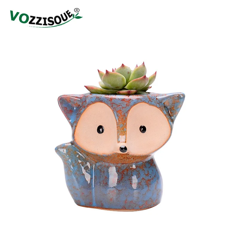 Милый маленький горшок для растений с лисой цветочный суккулентных мини Maceta дома