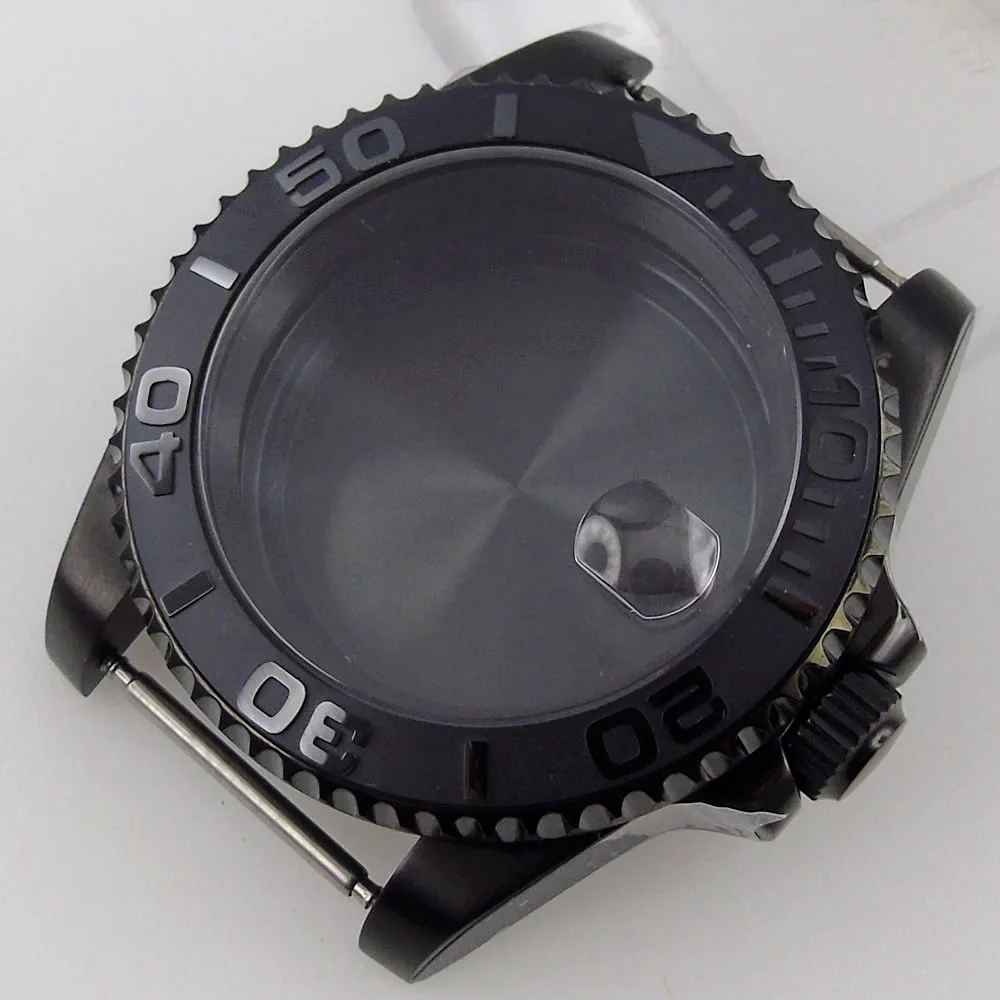 Чехол 40 мм для часов с покрытием из розового золота и черного сапфира подходит NH35