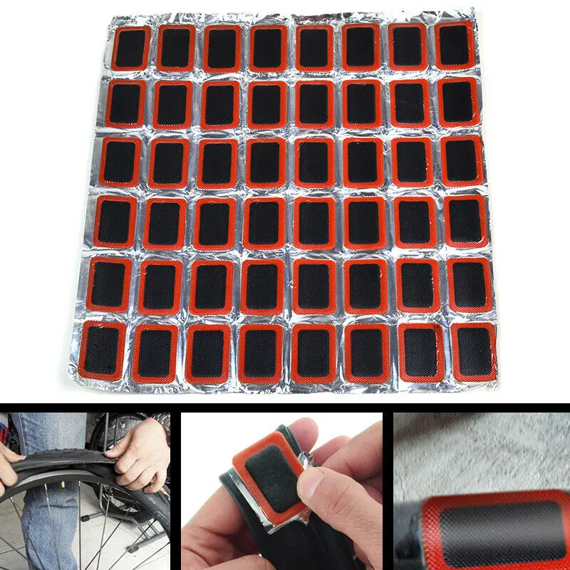 

48Pcs Motorcycle Tire Patch Bicycle Autocycle Tire Repair Piece Round and Square Rubber Patch Piece Tire Repair Tools 25mm 35mm