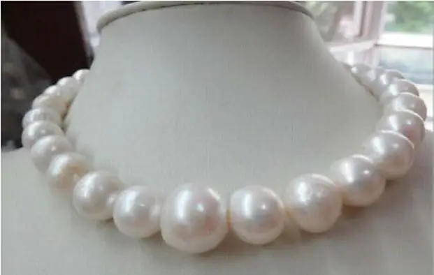 

12-14mm natural south sea genuine white nuclear near round pearl necklace