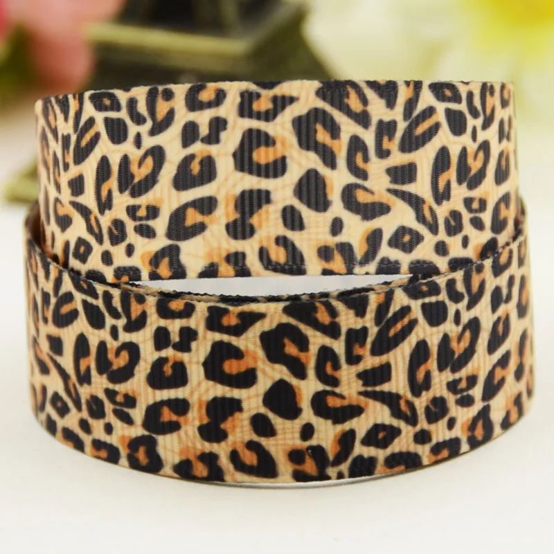 

7/8'' 22mm,1" 25mm,1-1/2" 38mm,3" 75mm Leopard Print Cartoon Printed grosgrain ribbon party decoration 10 Yards X-02455