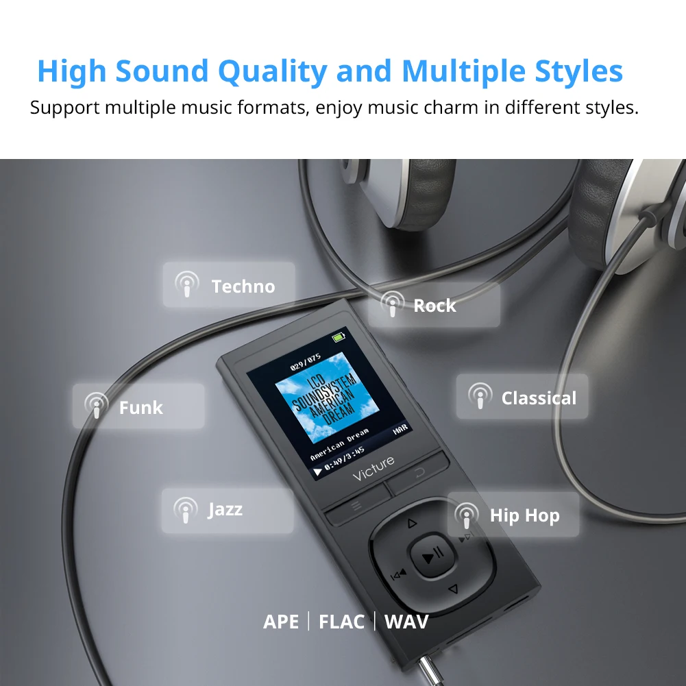 Mp3-плеер Victure 8 ГБ портативный мини-музыкальный плеер FM-радио диктофон Hi-Fi аудио