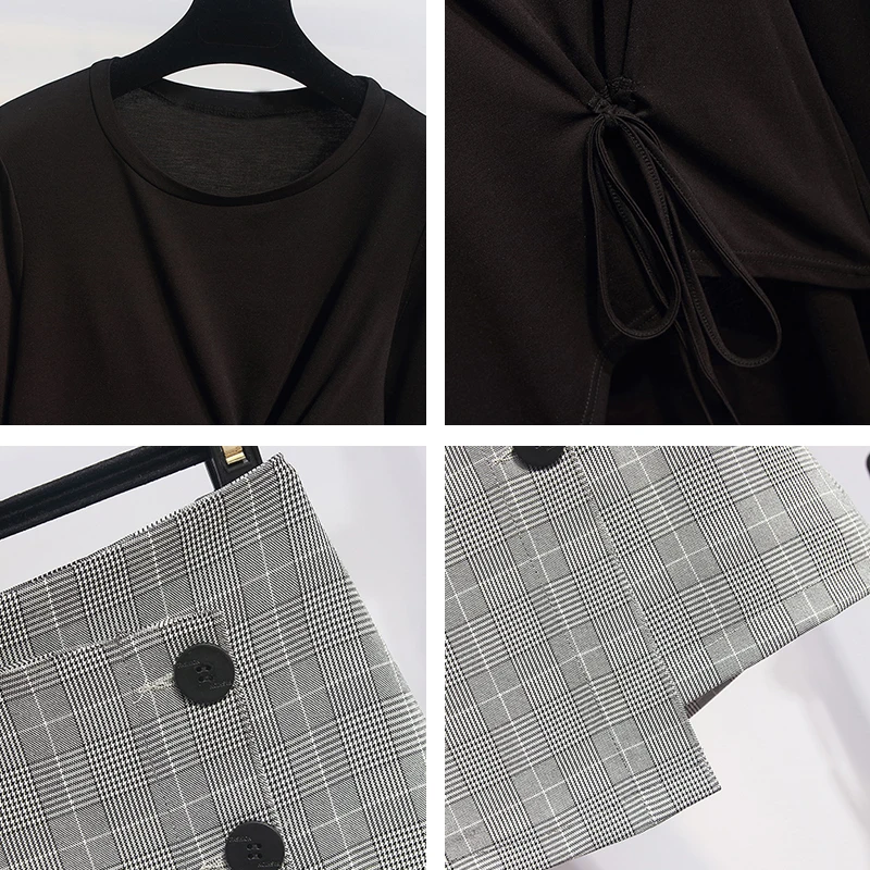 Женский Повседневный офисный костюм Trytree черный длинный топ с круглым вырезом и