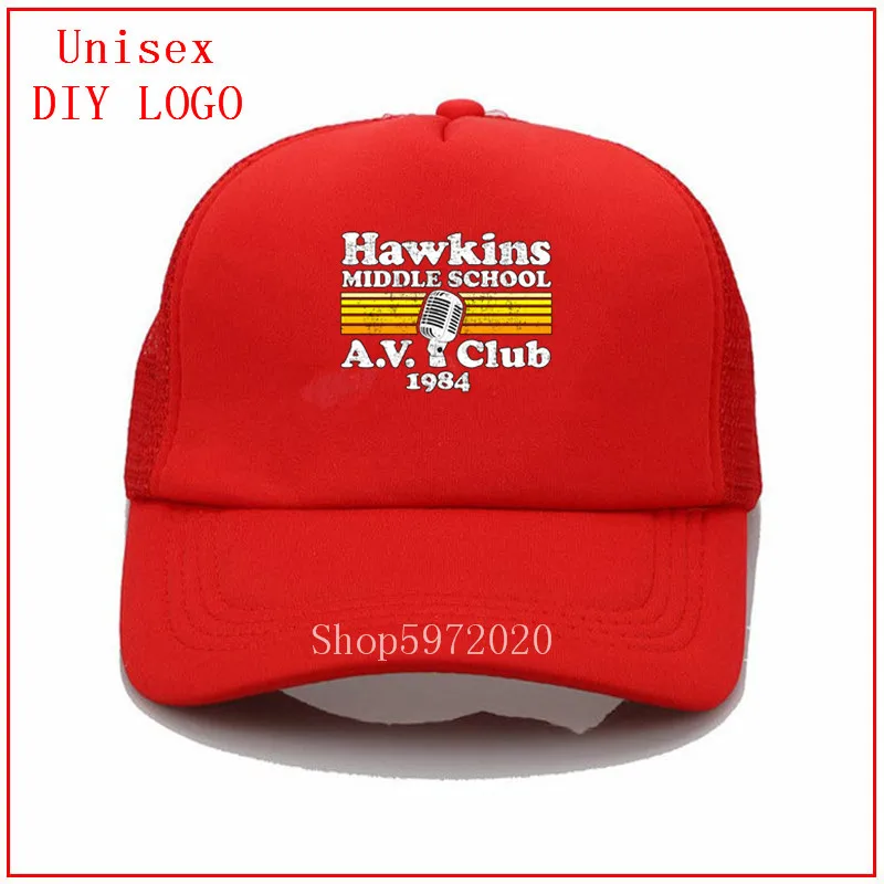 Кепка для женщин Hawkins средней школы A.V.Club очень странные дела белые кепки