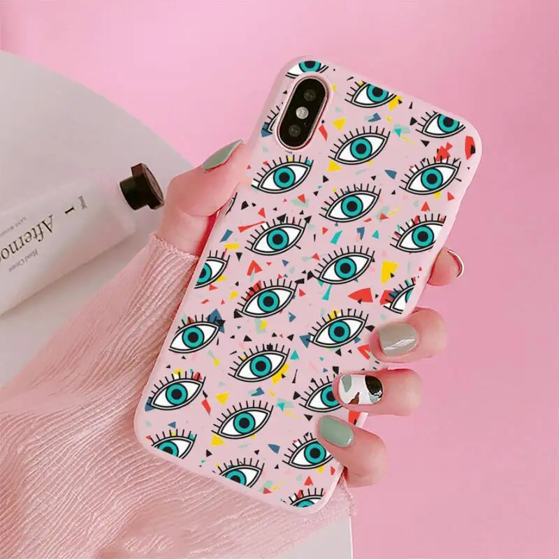 

Evil eyes Phone Case Candy Color for iPhone 6 7 8 11 12 s mini pro X XS XR MAX Plus