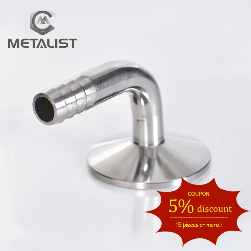 

METALIST OD 45mm.51mm SS304 Stainless Steel Sanitary Hose Barb 90 Degree Elbow Ferrule OD 64mm Fit 2" Clamp Pipe for home b
