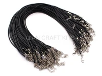 120 black 17 imitation leather cord necklaces with lobster clasp 2mm thick 17 to 19 inch with extension chain