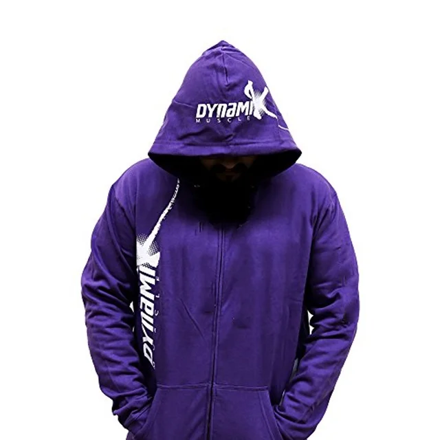Фиолетовый Thin Fitness Black Hooded Sweatshirt Big Pocket Bodybuilding Hoodies Men Gym Sweatshirt For Men Zipper Long Sleeve Hoodies - Цвет: Фиолетовый