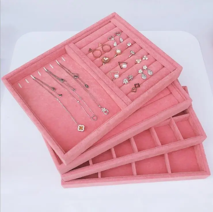 Органайзер для демонстрации чехол поднос держатель Розовый бархатный ювелирных