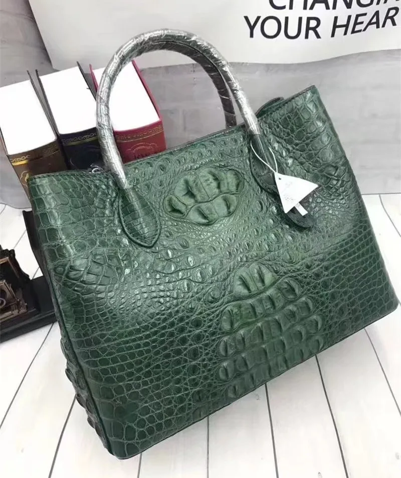 Большой зеленый Кошелёк из натуральной крокодиловой кожи Exotic женская сумочка