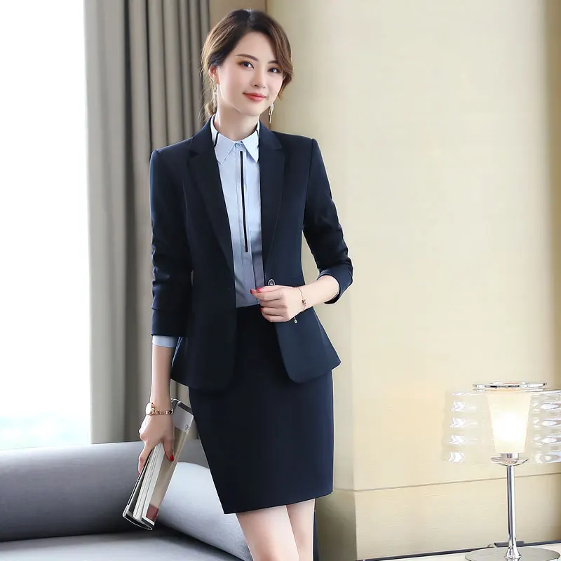 Женская офисная одежда, блейзер с длинным рукавом и брюки или юбка, комплект из 2 предметов, Высококачественная Женская одежда для работы, де... от AliExpress RU&CIS NEW