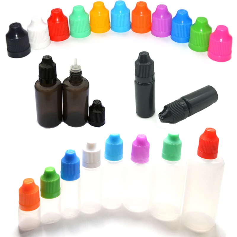 100pcs Empty Plastic Bottle 3ml/5ml/10ml/20ml/30ml/50ml/60ml/100ml/120ml PE Jar Squeeze Juice Eye Dropper Vial