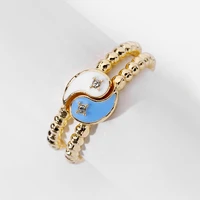 new ins vintage colorful yin yang gossip ring simple gossip tai chi rings set for women girls fashion jewelry