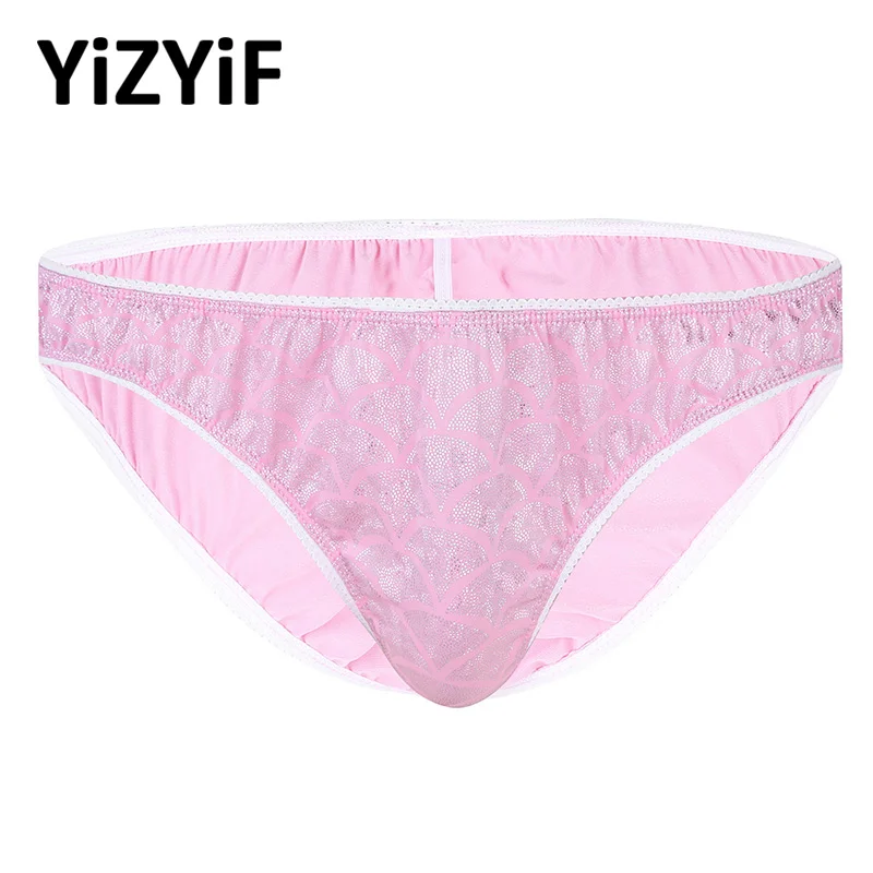 Мужские трусы бикини с чешуя Русалки нижнее белье блестящие в горошек тянущиеся