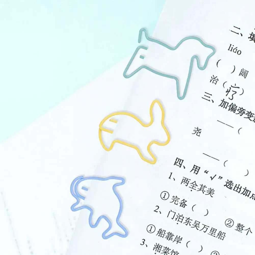 

12 Pcs/set Cartoon Animal Shape Mini Paper Clips Kawaii Binder Colored Office Tickets Stationery Clips Metal Letter For Pho Y0H0
