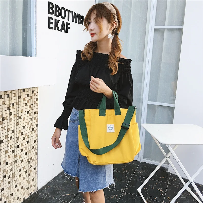 

Korea Simple Diagonal Canvas Hand Bag Hit Color Art Canvas Shoulder Bag Messenger Bag Female Bag Bag