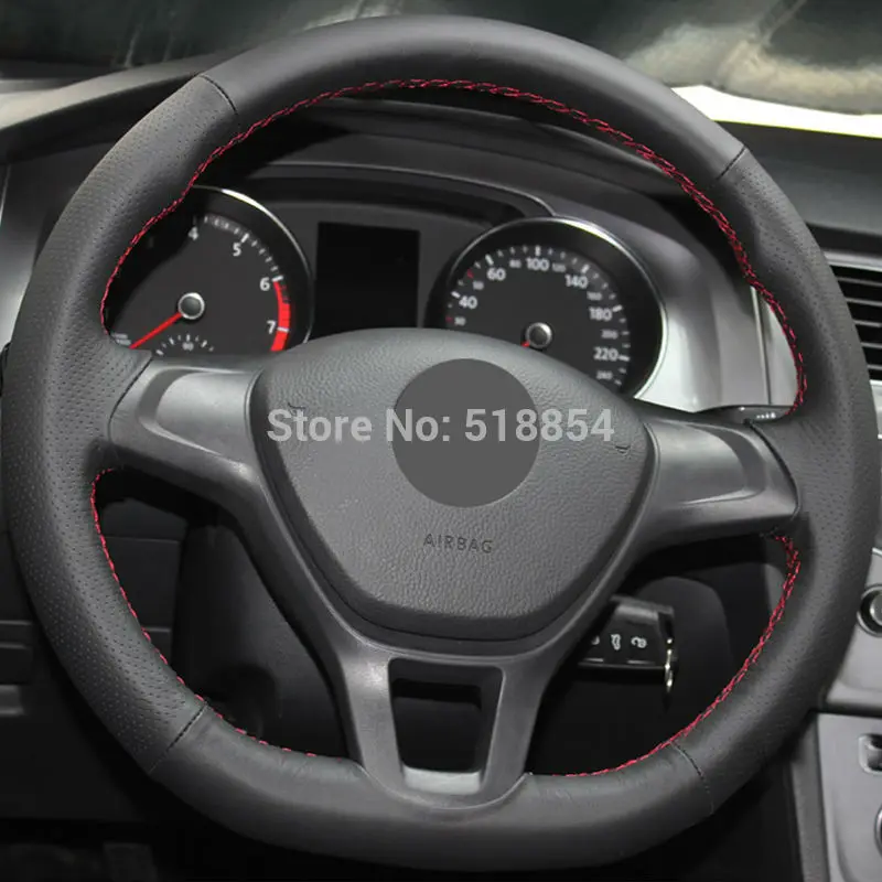 Искусственная кожа черного цвета для Volkswagen VW Golf 7 Mk7 New Polo 2014 2015|car steering wheel cover|steering