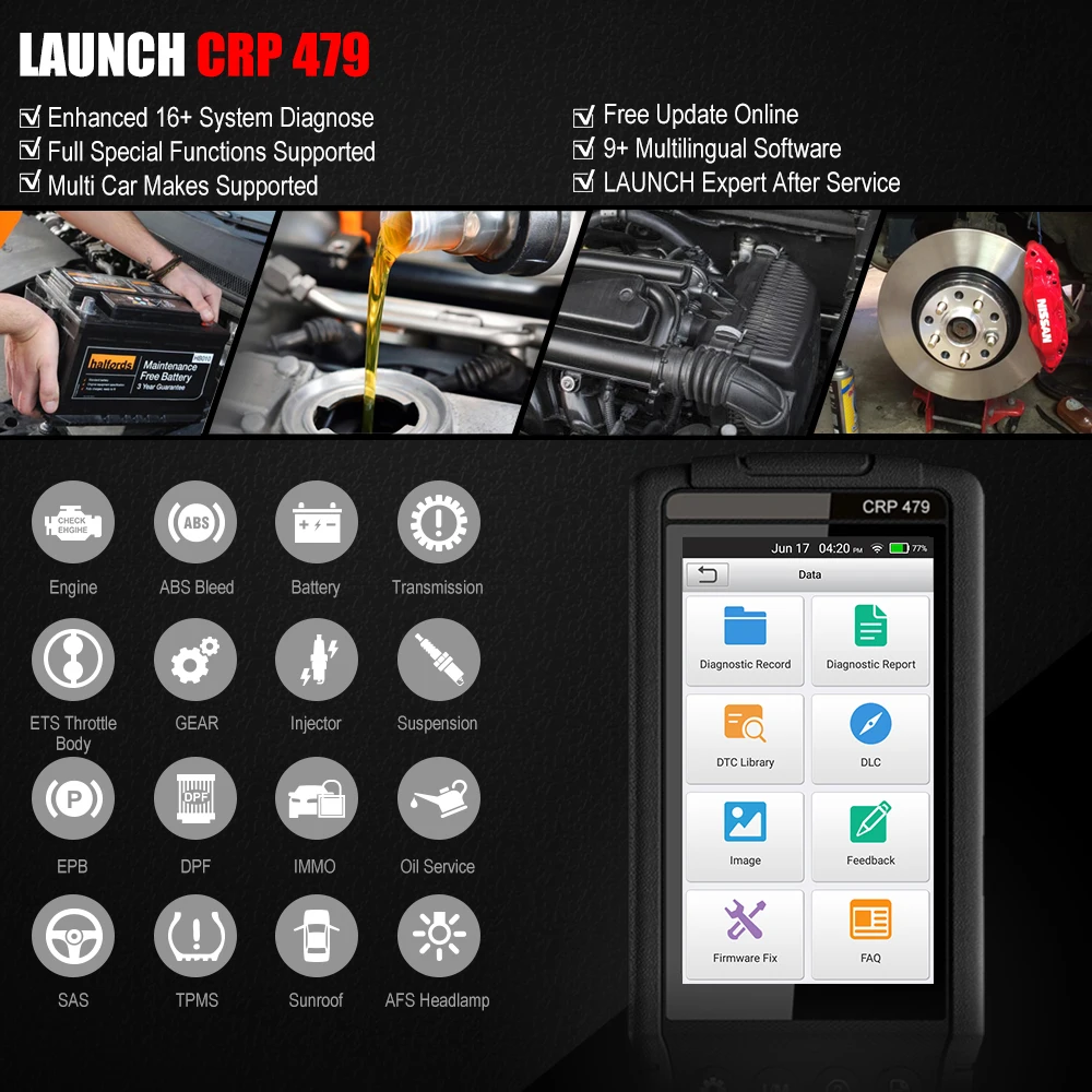 LAUNCH CRP479 Wi Fi Obd2 Автомобильный сканер считыватель кодов ABS EPB DPF Сброс масла IMMO