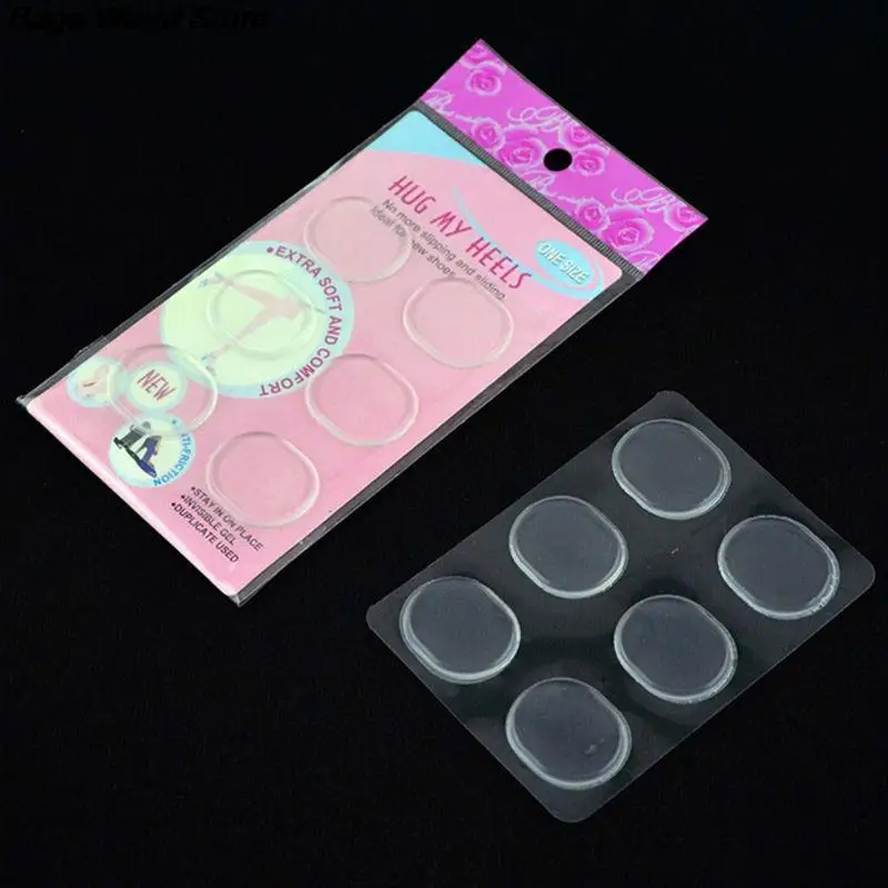 hot sale 6 PCs/Sheet Women Ladies Girls Silicone Gel Shoe Insole Inserts Pad Cushion Foot Care Heel Grips Liner