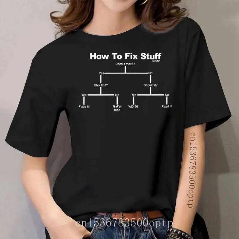 

HOW TO FIX STUFF T-SHIRT tee builder women funny birthday gift present Print T-Shirt women Top Quality T Shirt women O Neck