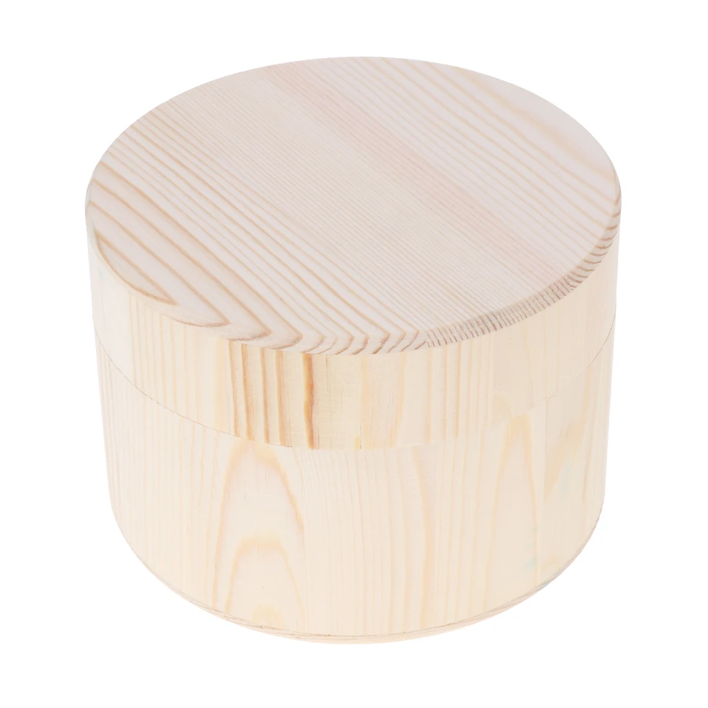 

Round Wooden Jewelry Box Small Items Gadgets Organizing Case Home & Outdoor