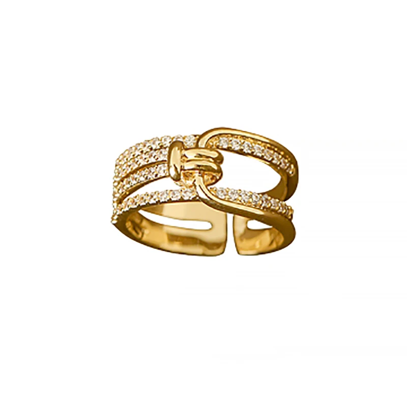 

2021 New Creative Geometric Element Knot Metal Gold Opening Rings For Woman Fashion Jewelry Luxury Party Girl's Unusual Ring
