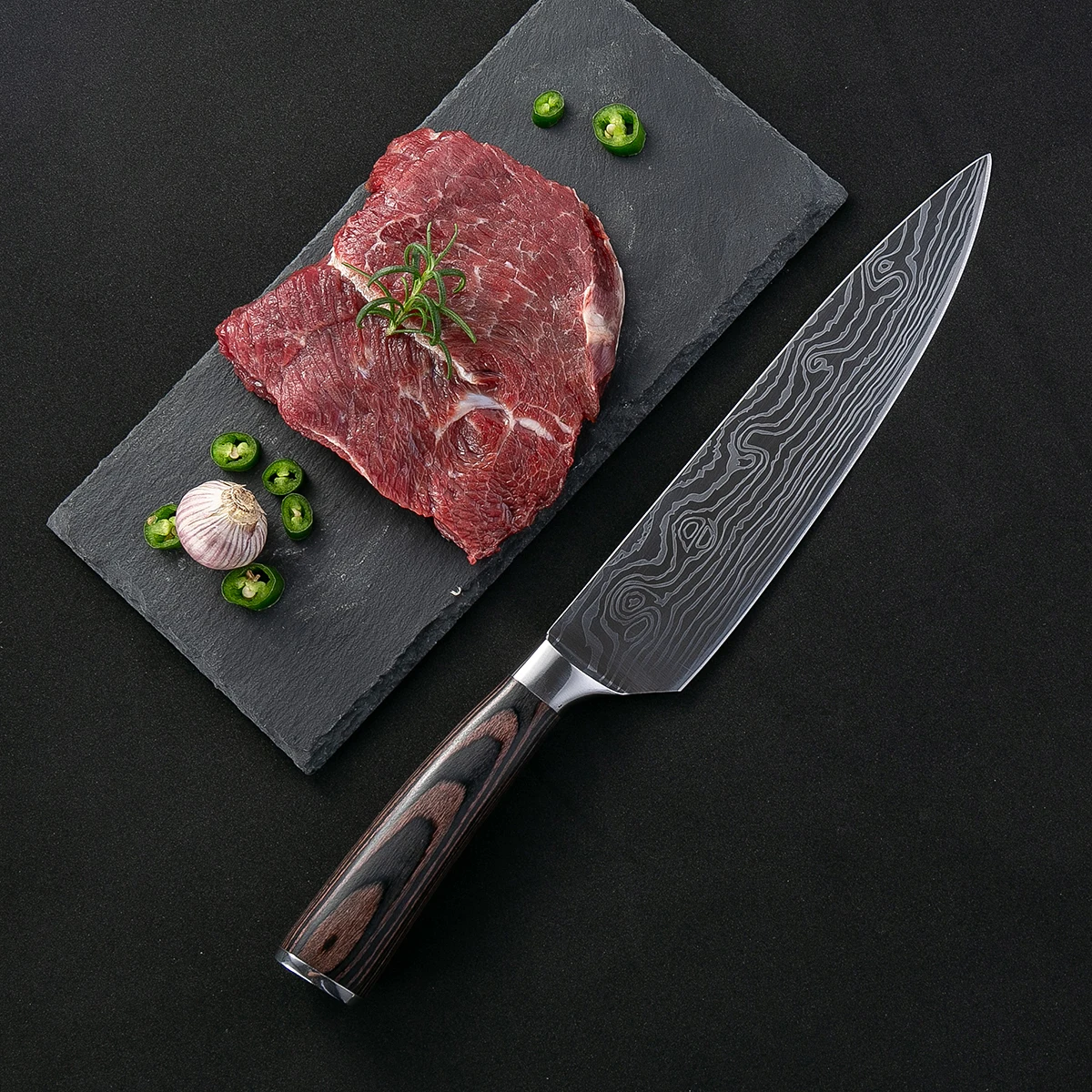 DAOMACHEN 8 комплектов кухонные ножи Лазерная Дамасская модель нож шеф повара острый