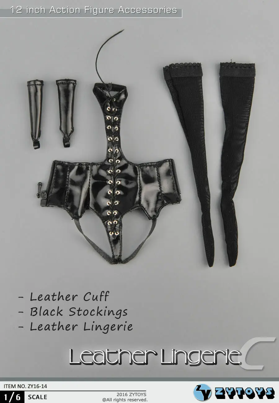 

1/6th Female Sexy Leather Lingerie Fashion Clothing Set ZY16-14 For 12'' Figure Body In Stock