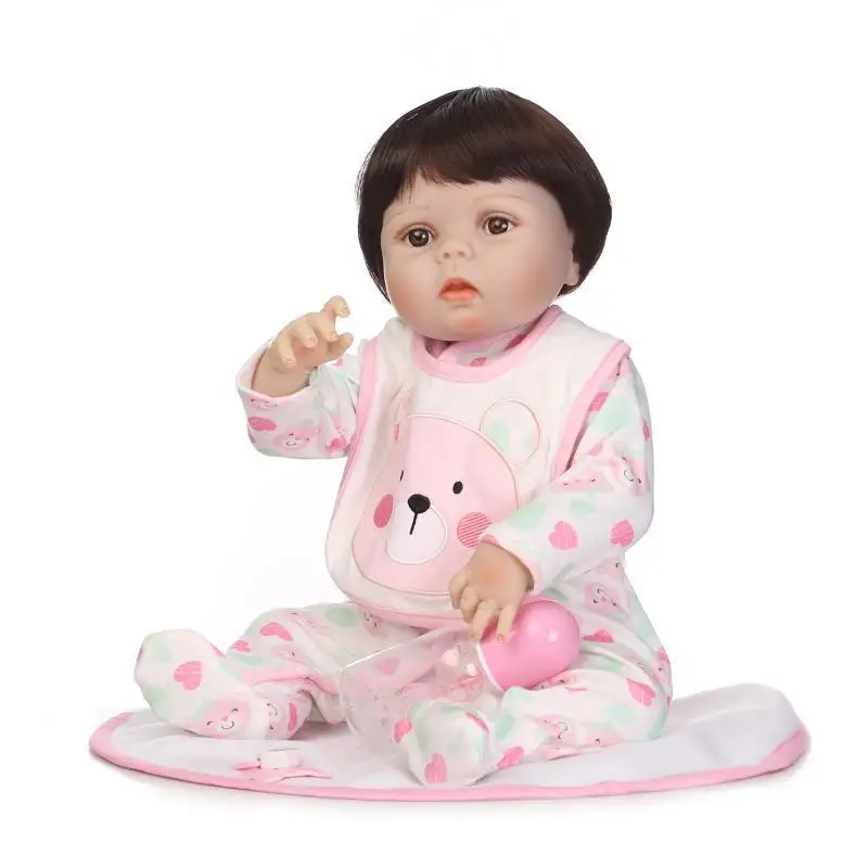

Full Silicone Vinyl Body Bebe 22'' Flower Outfit Reborn Baby Girl Doll Gift 57cm Toys For Children
