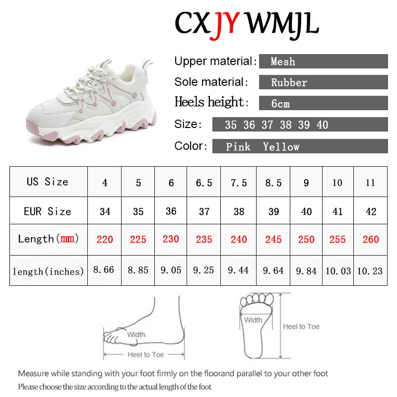 

2021 New Spring Women Platform Sneakers Breathable Mesh Thick Bottom Casual Shoes Ladies Fashion Chunky Sneakers Women's Shoes