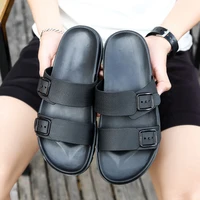 male slippers summer beach slippers light sandals double adjustable buckle flats flip flops casual mens shoes thicken non slip