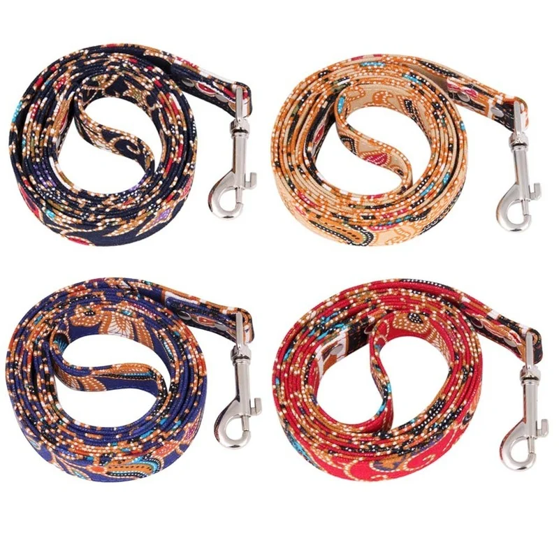 

Bohemian Style New Pet Leash Colorful Cloth Fabric Ethnic Style Dog Traction Pet Collar Dog Accessories for Small Dogs Dog Chain