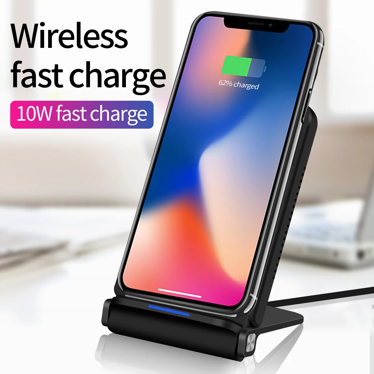 Беспроводное зарядное устройство 10 Вт для Iphone 11 12 Pro док-станция быстрой зарядки