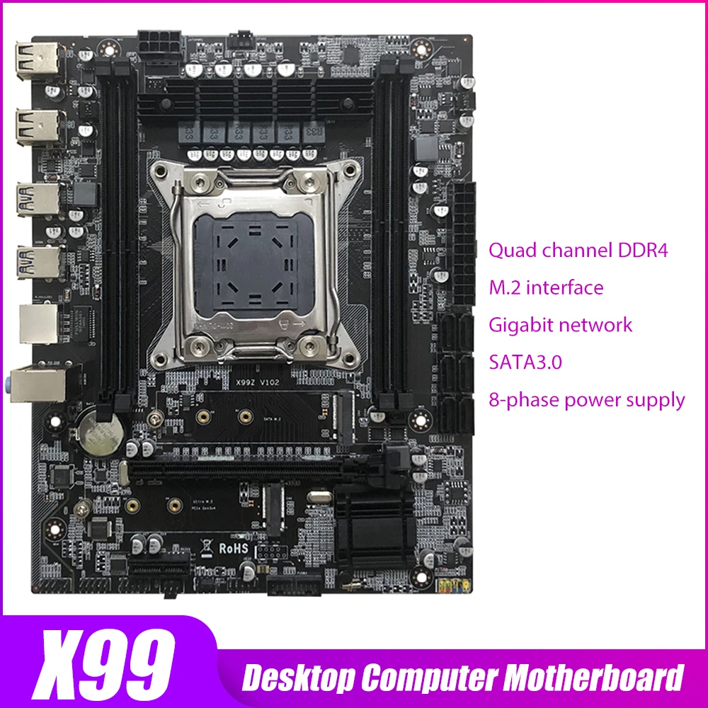 

Материнская плата X99 для настольного компьютера 10 * SATA3.0 8 * USB слот LGA 2011-3 USB3.0 NVME M.2 SSD четырехканальная DDR4 64 Гб ОЗУ материнская плата