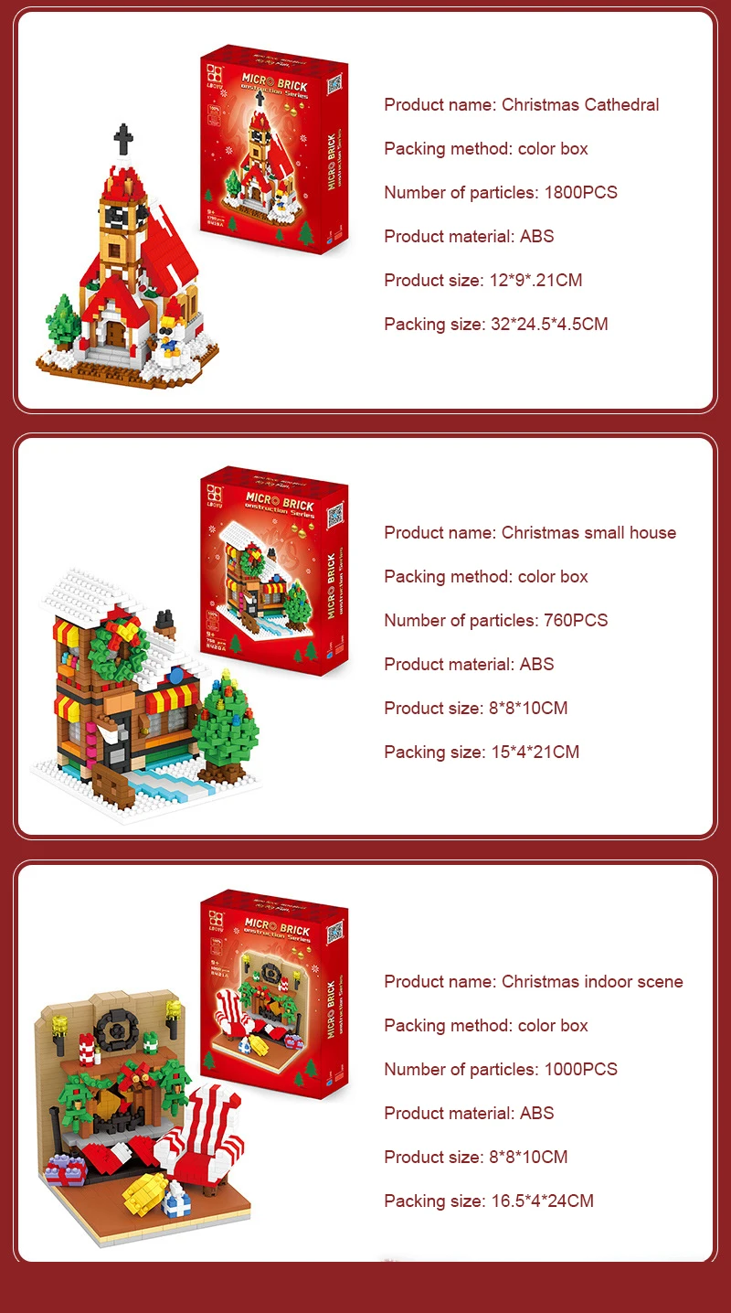 

New Product Small Particle Assembly Building Block Christmas Gift Christmas Old Man Sleigh Elk Children Christmas Building Gift