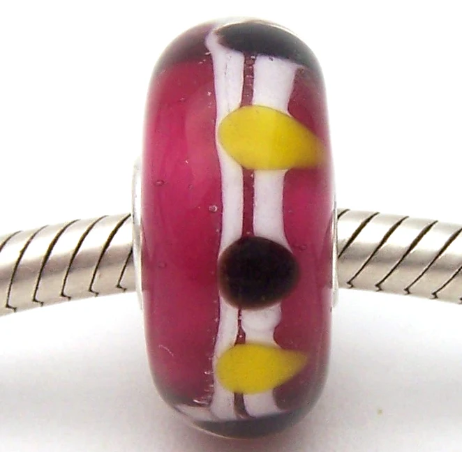 

PJG1180 100% S925 Sterling Silver Beads Murano Glass beads Fit European Charms Bracelet charms diy jewelry Lampwork GlassBeads