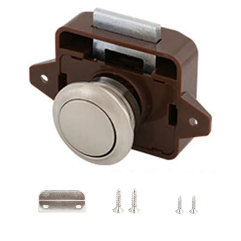 

Mini Push Button Lock Durable Alloy Hardware Fittings Suitable for 15-18mm Thickness Furniture RV Boat Caravan Door