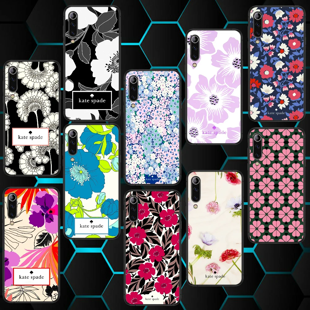 

Kate Pink Fashion Flower Xiaomi Mi Note 10 A3 9T 10T 9 MAX 3 A2 8 9 pocox3 cc9 Lite Pro Ultra For Phone Case black Coque Luxury